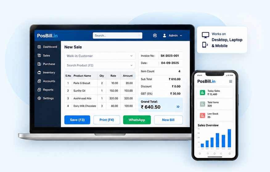 PosBill dashboard showcase 1